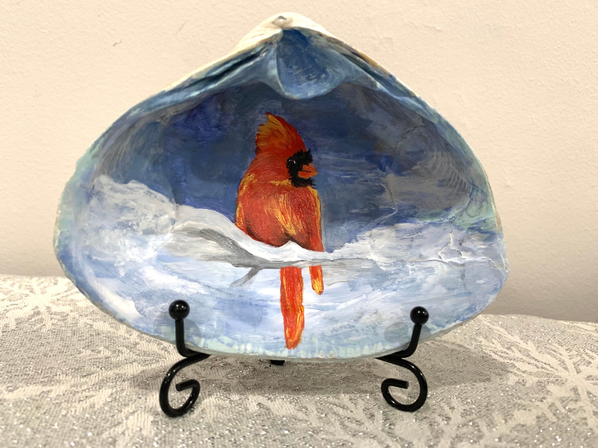 Cardinal Shell (hand painted)