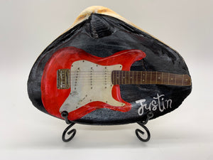 Custom hand painted guitar with personalized make and overlay
